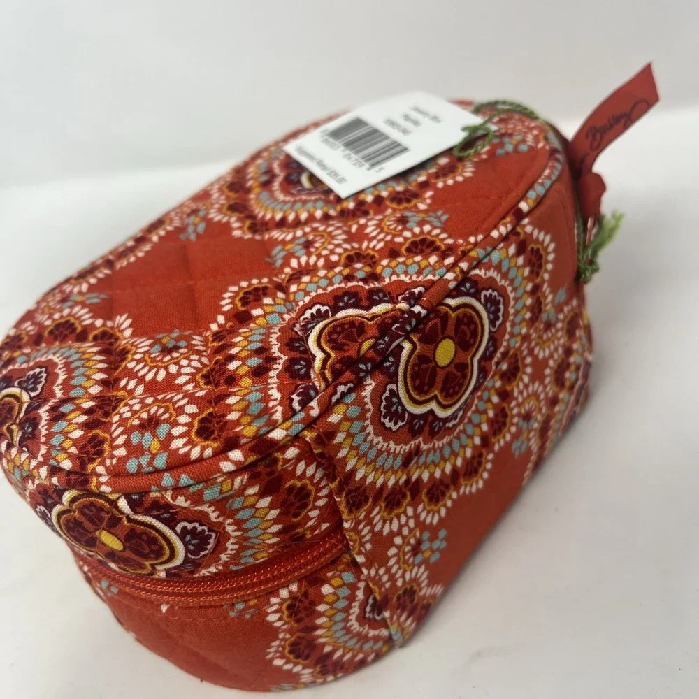 Vera Bradley Oval Travel Quilted Jewelry Organizer Case/Box~Paprika-Orange New